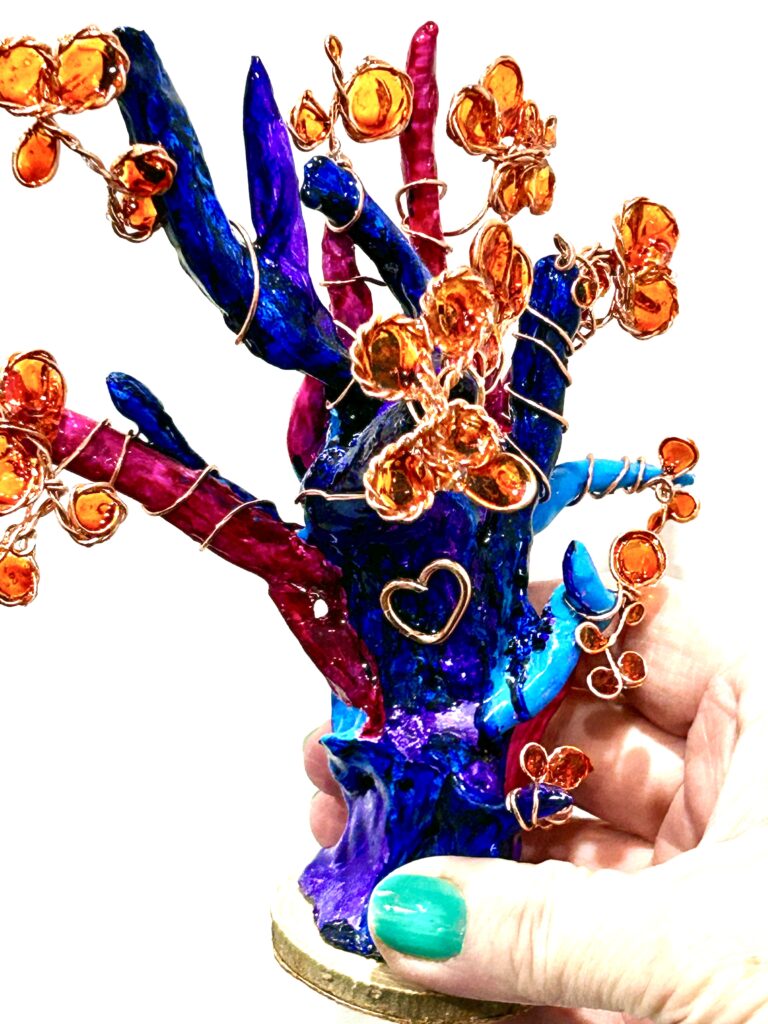 Abstract resin and clay sculpture titled The Tree of Love by Art and Gifts by Maz