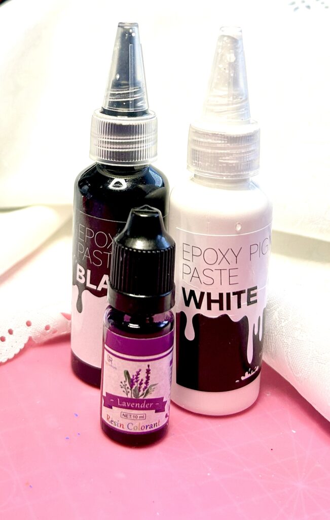 3 bottles of resin colouring dyes, inks and pastes for UV resin crafts