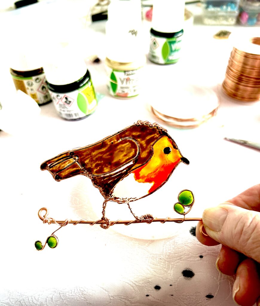 UV resin wire bird suncatcher handmade