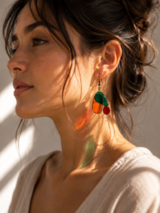 abstract jewellery - rounded shapes, bright colours earrings